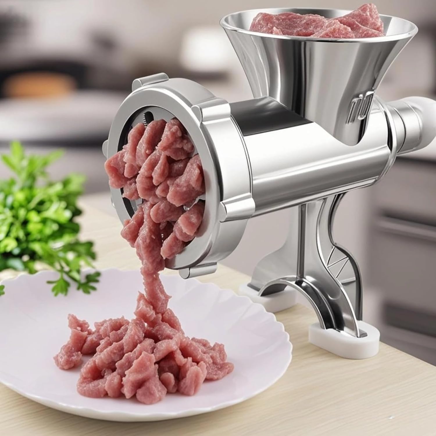 Hand Crank Meat Grinder, Stainless Steel, Multi-Purpose Sausage Stuffer, Aluminum Alloy, Ideal for Kitchen Use