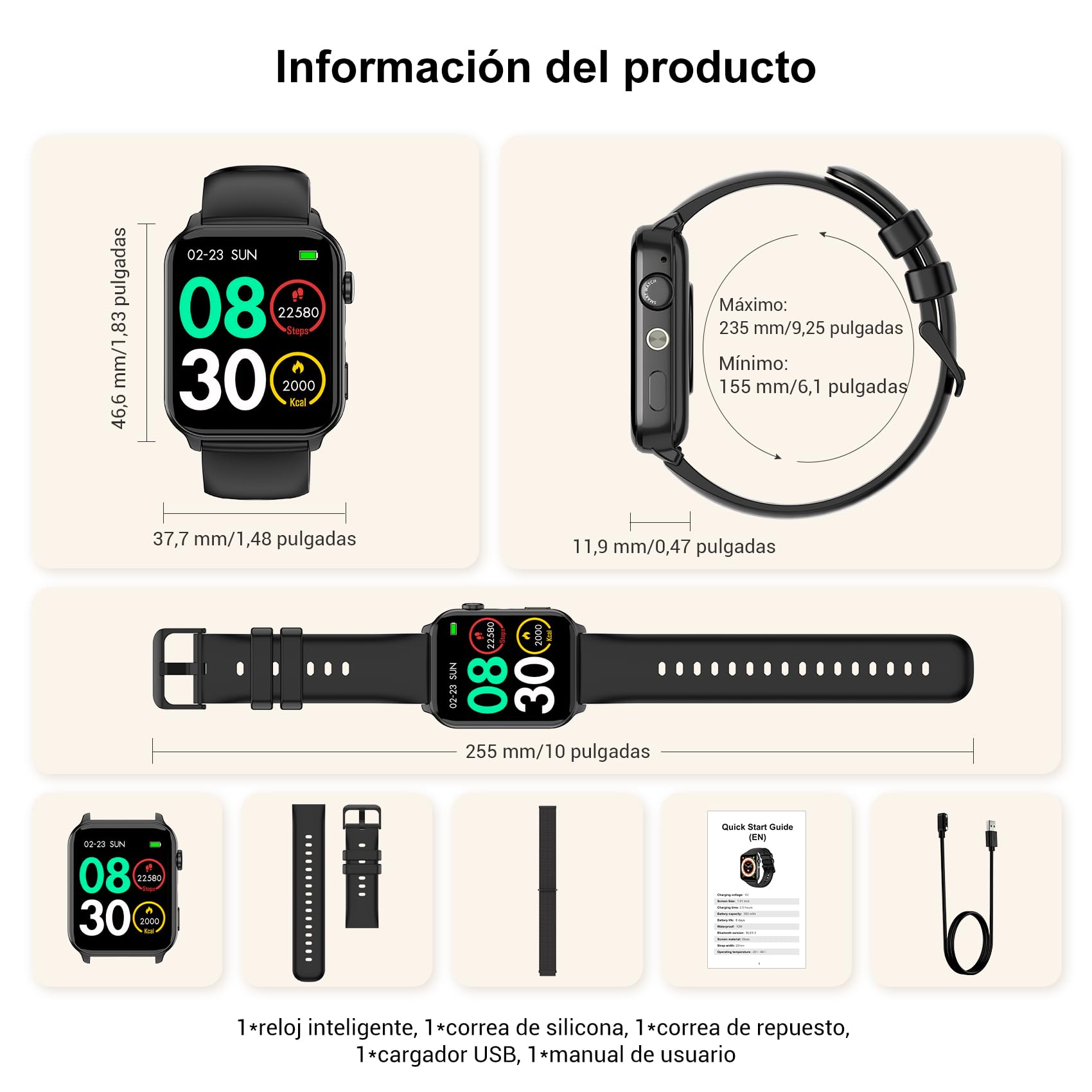 Reloj Inteligente Mujer, Smartwatch Mujer 1.91" con Llamadas Bluetooth, Monitor Cardíaco, Oxímetro, Sueño, 100+ Modos Deportivos, IP68 Impermeable, Pulsera Actividad para Android iOS