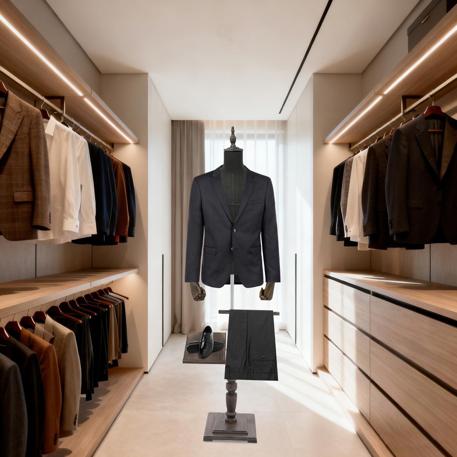 Manichino sartoriale da uomo, moda da uomo, supporto per pantaloni, base stabile, regolabile in altezza, pratico supporto per scarpe, merchandising visivo per boutique di abbigliamento e negozi di
