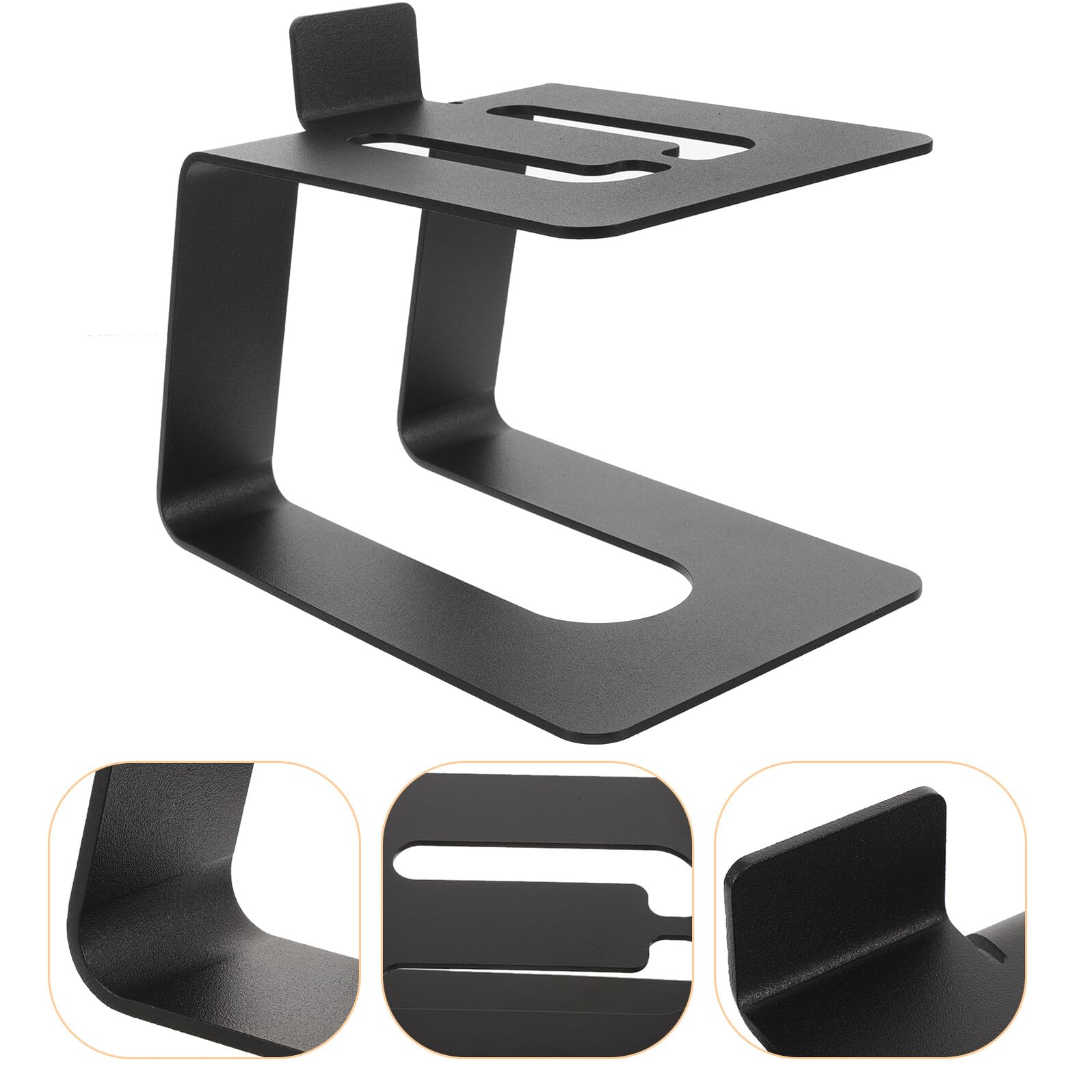 Mipcase Supporto Altoparlante da Tavolo in Metallo per Diffusori Acustici, Nero, 18.5X13X12.5 CM, Design Multiuso Fissaggio Stabile e Strumenti
