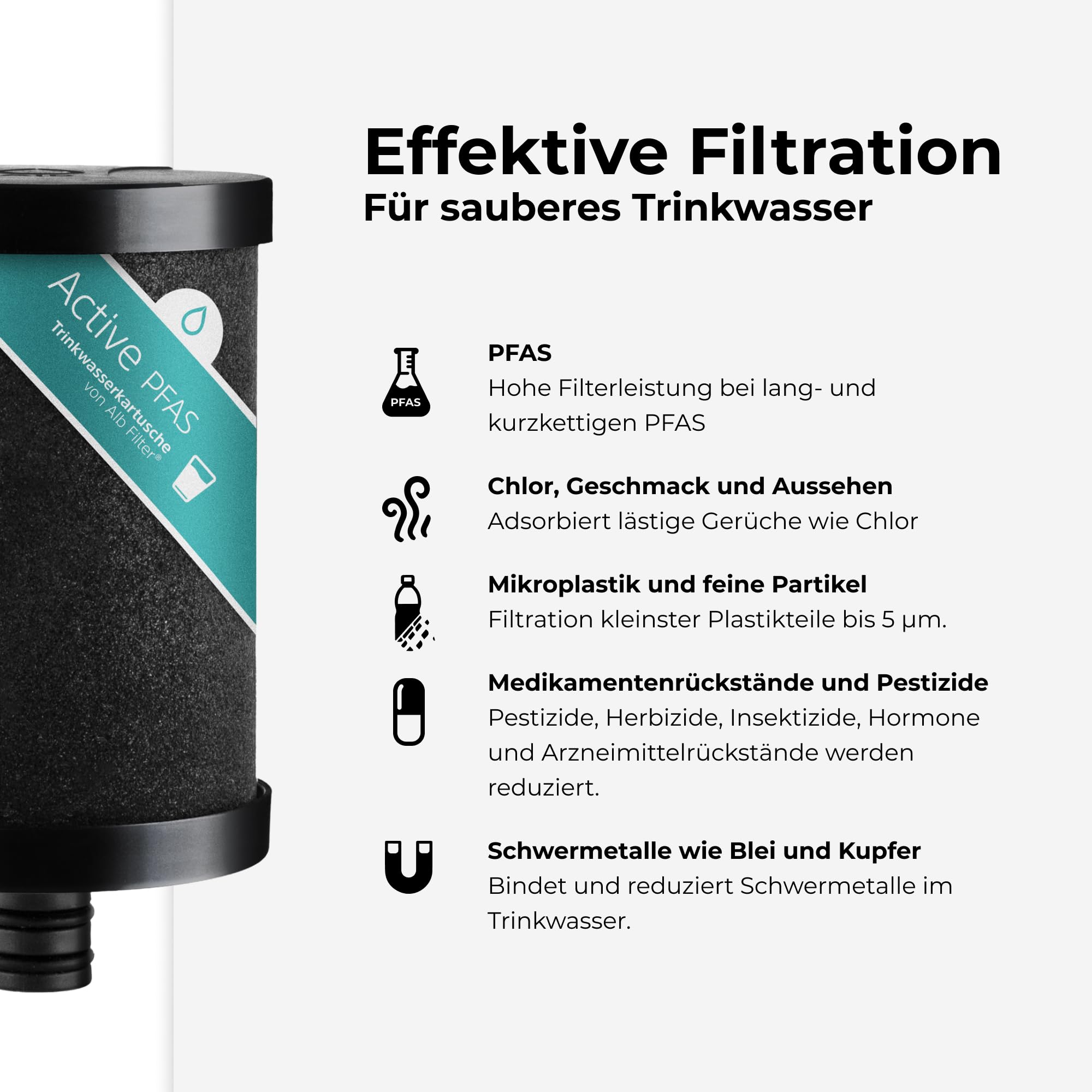 Alb Filter UNTERTISCH ACTIVE PFAS Wasserfilter Küche | PFAS- & Schadstoffreduktion, Schutz vor 80+ Stoffen, Untertischfilter Küche, Anschluss-Set Standard, Made in Germany