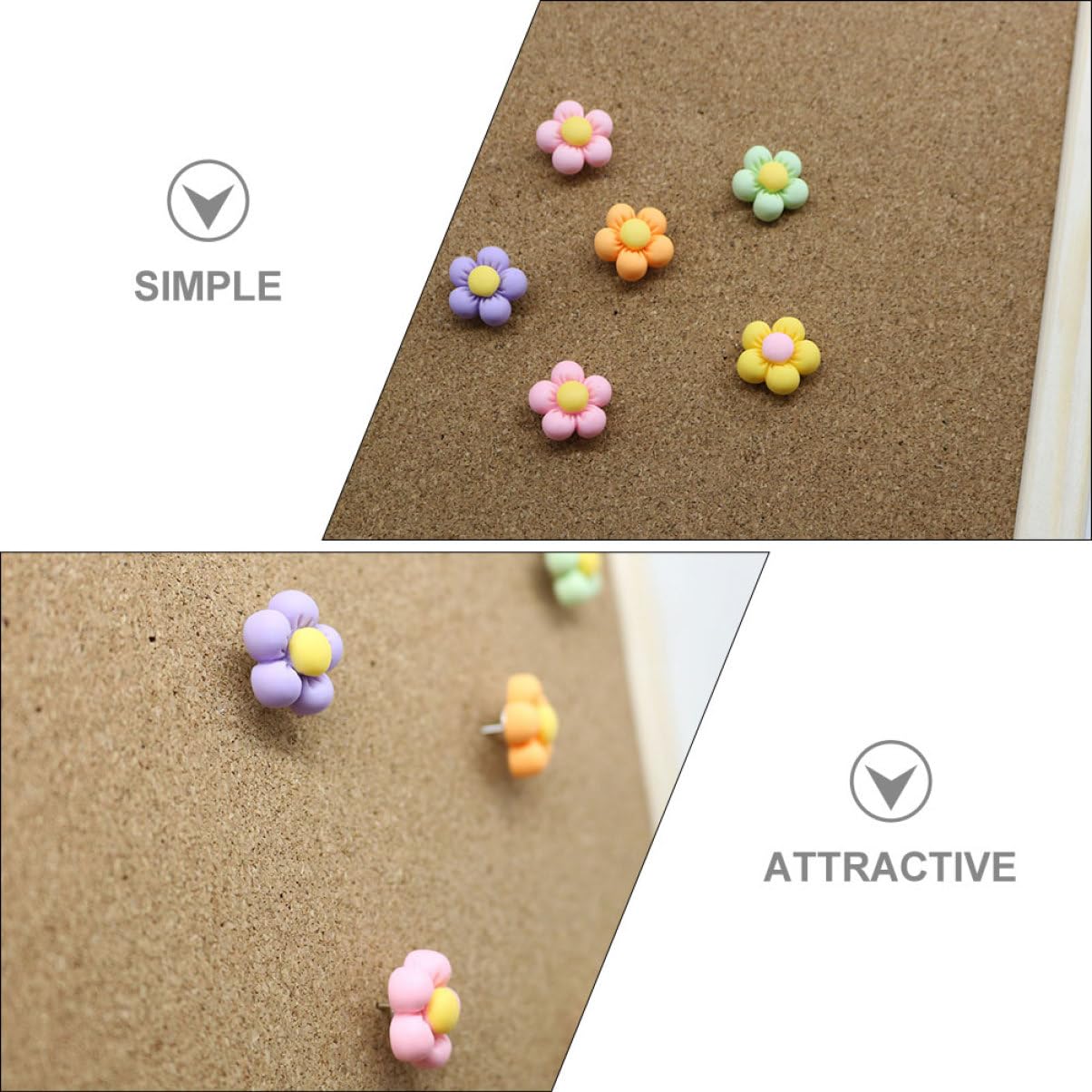Operitacx 120piezas Chinchetas De Color Macaron Forma De Flor Accesorios para Oficina Hogar Push Pins Reemplazables para Mapas Manualidades