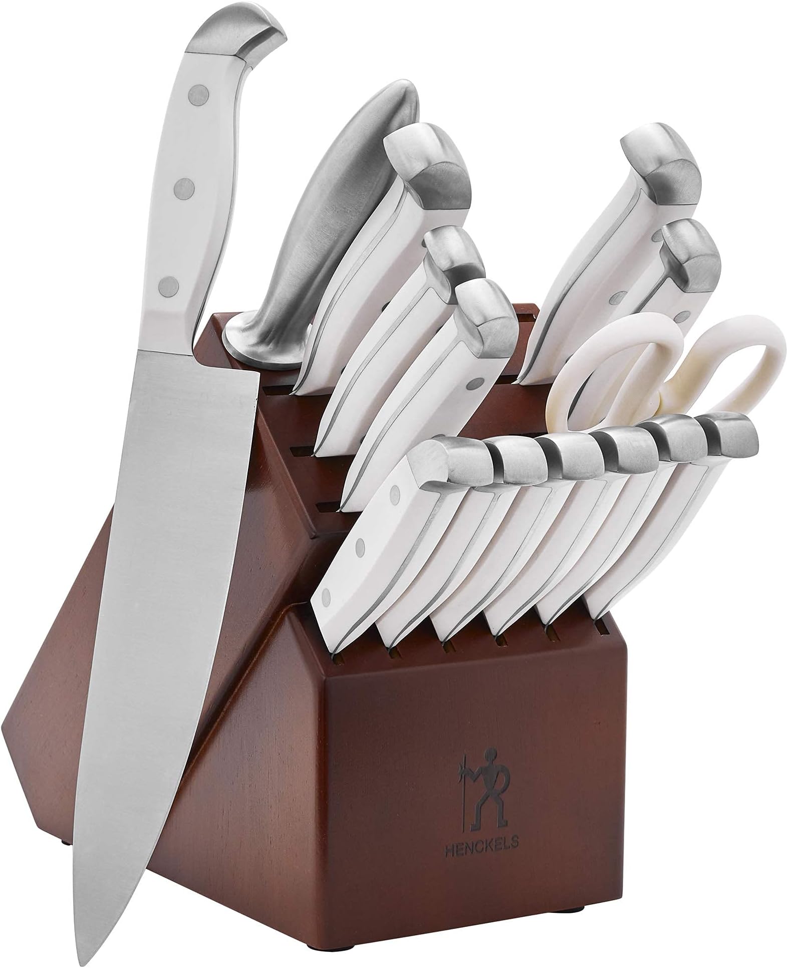 HENCKELS Statement Knife Block Set, 15pc, White