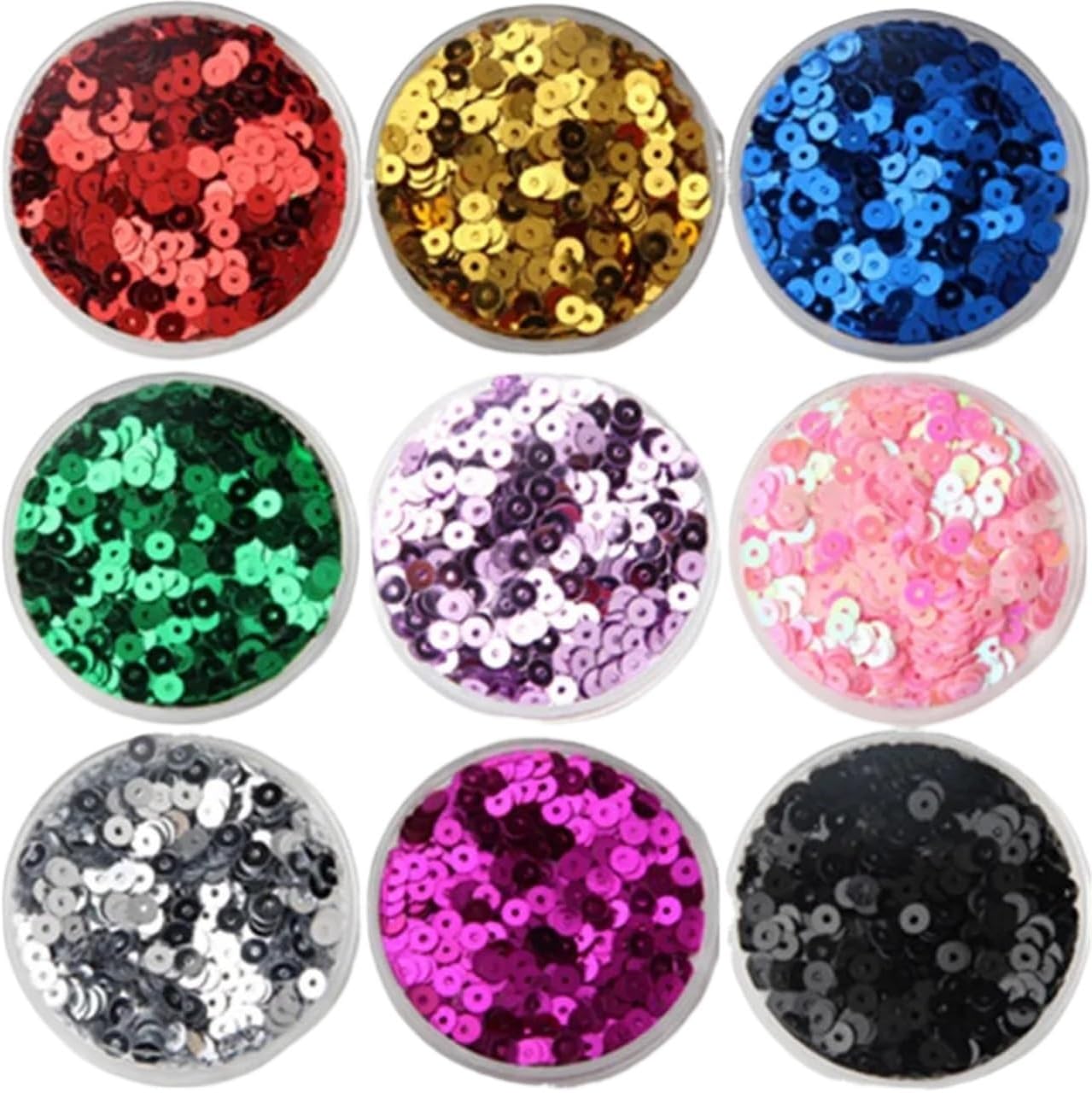 Flat Round Craft Sequins 3/4/5/6mm Flat Round PVC Loose Sequin Sewing Craft for Wedding Decoration DIY Accessory100g(Light Gold,5mm 10000pcs)