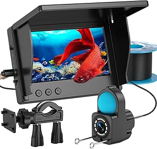 1080P HD Fischfinder Echolot Angeln mit 4.3-Zoll-LCD, 15 m Wasserdichtem IP68-Kabel und 6 IR-Nachtsichtlichtern, Tragbarer Unterwasserkamera zum Angeln auf EIS, im See, vom Boot und Kajak