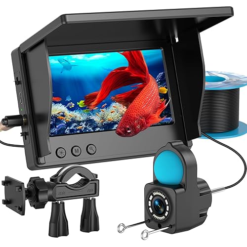 Underwater Fishing Camera TMACTIME 1080P HD, Portable Fish Finder with 4.3" LCD Display & Infrared Night Vision Light, IP68 Waterproof & 5000mAh, Fishing Camera for Ice Lake Boat Kayak Fishing - 15M