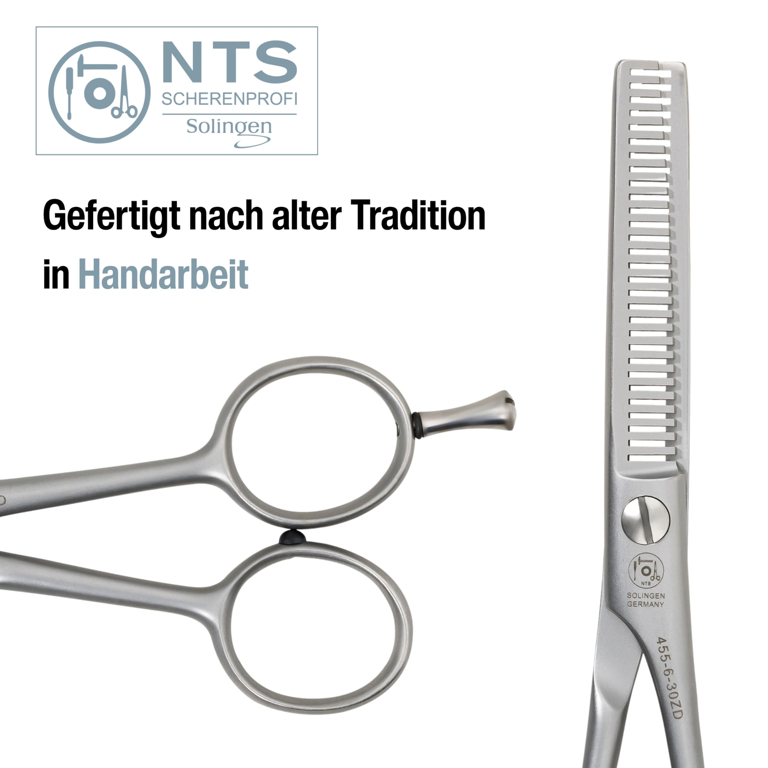 PROFI-Effilierschere 30 Zähne DOPPELSEITIG - Haarschere Friseurschere - May-Lily Line ROSTFREI, matt satiniert (6,0-30ZD = 15 cm 30 Zähne doppelseitig)