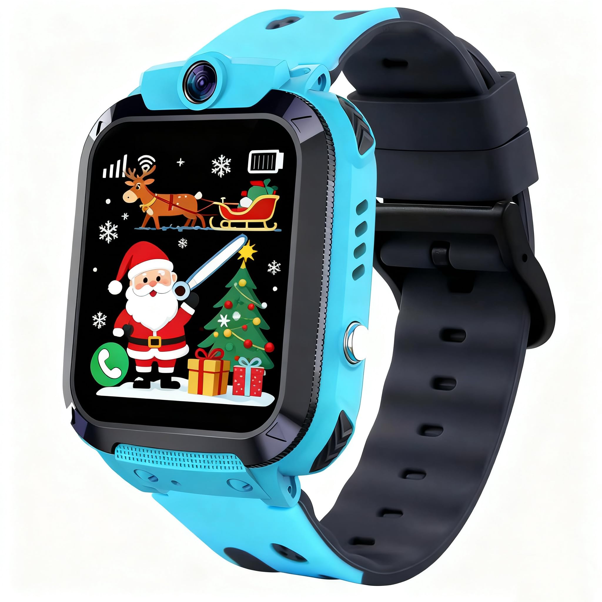 GPS Children's Smartwatch, Children's Smartwatch with GPS and Calls, SOS, Bi-directional Chat, Alarm Clock, Class Mode, 10 Contacts, Games, SMS, Camera, IP68 Watch Locator Children Birthday Gifts