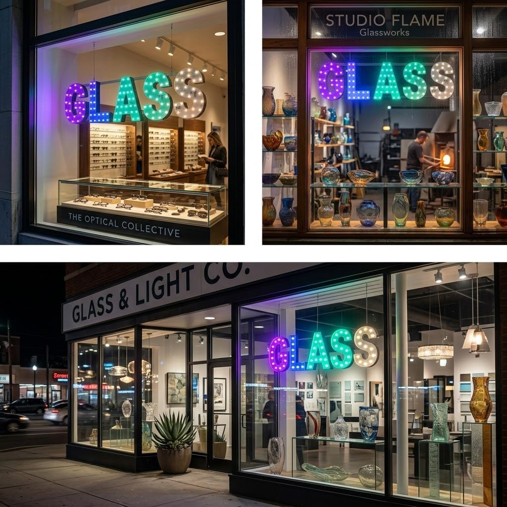 EPL GLASS RGBW WAVE, LED 4G Full-color changes sign, Eye-catching sign, Super Bright, 7"x26", Remote Control Business decor, Storefront display