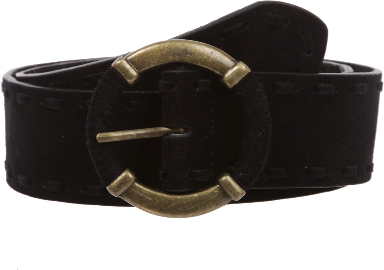 Women's 1 7/8" Lace Edged Braided Cow Suede Leather Round Belt