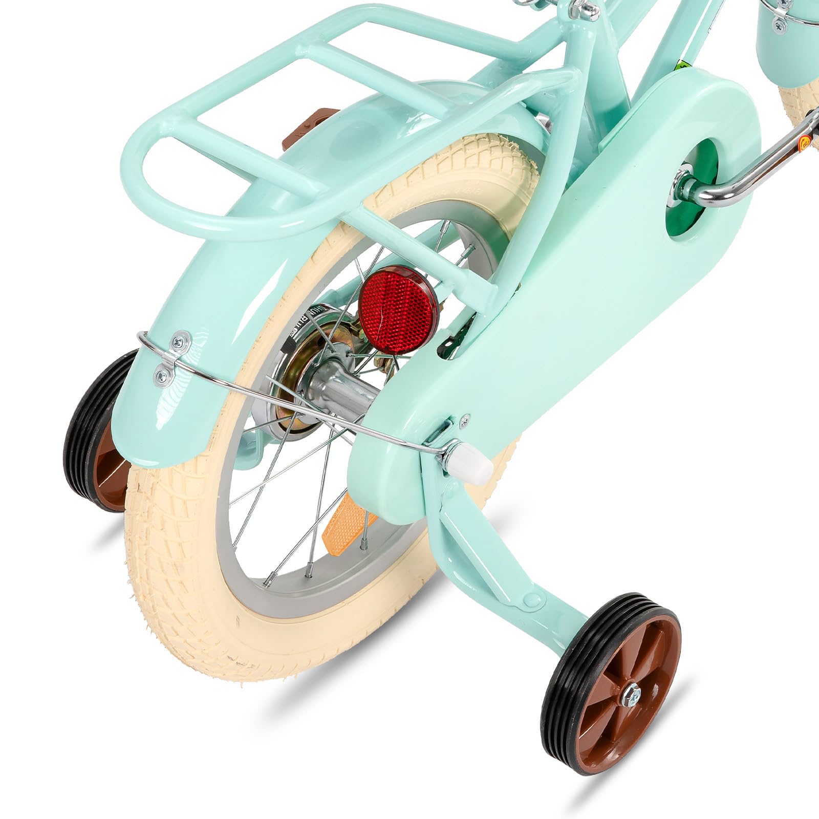 STITCH MANCHI 12 & 14 & 16 & 18 Pouces Vélo Enfant avec Panier & Roues stabilisatrices pour Filles & garçons de 2-9 Ans (Vert & Rose)
