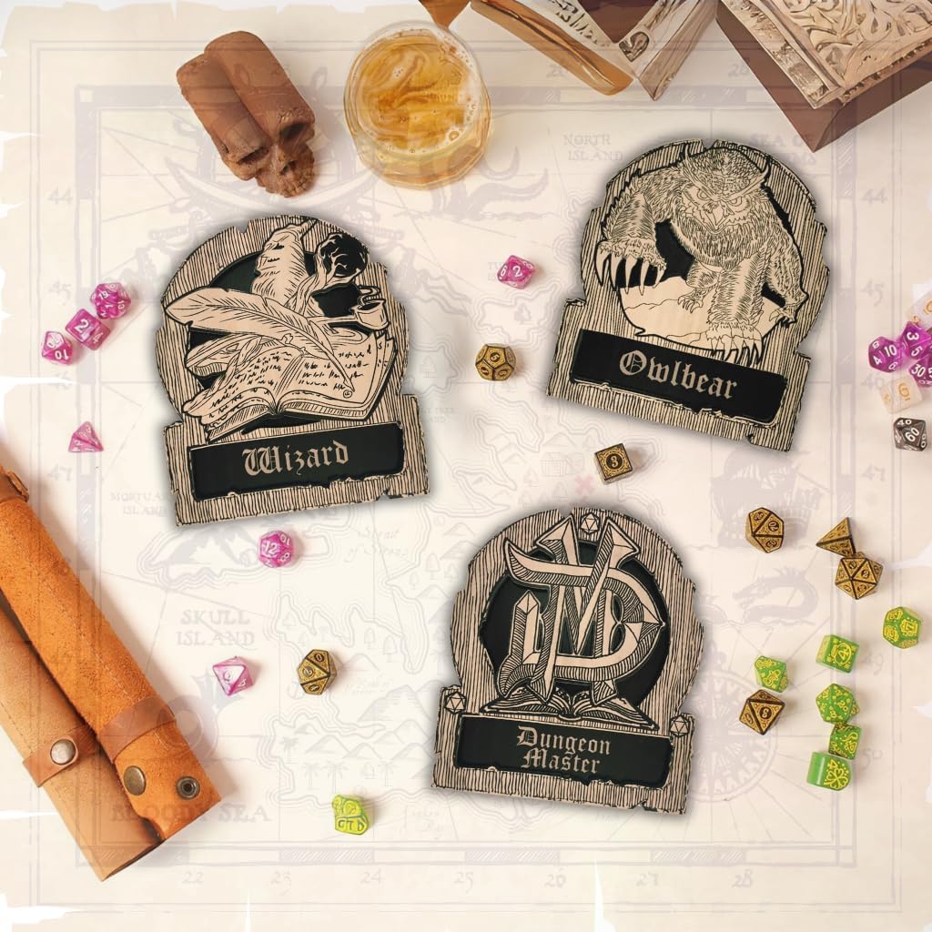 Dungeons and Dragons Dice Tray Coaster - DND Accessories - D&D Game Room Decor - Cute Wood Drink Coasters - Dungeons and Dragons Starter Set Gift - DND Miniatures Dice Tower - Set of 1 Wizard Class