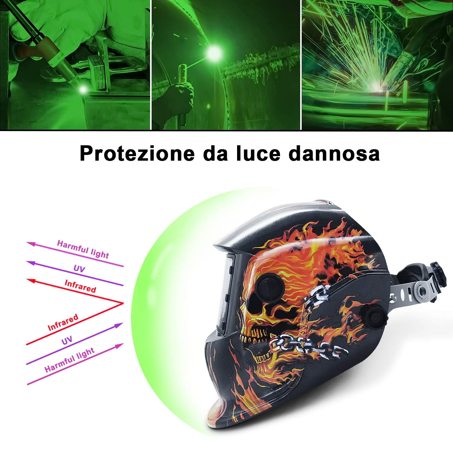 VECTOR WELDING Casque de Soudage Automatique - Masque de Soudage - Parapluie de Soudure - Taille Réglable - Grand Champ de Vision