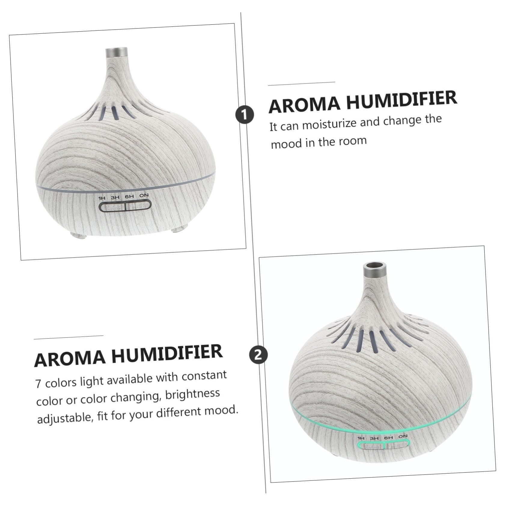 Humidificador de Aroma de Vapor Frío Hueco Diseño de Madera 400 Ml