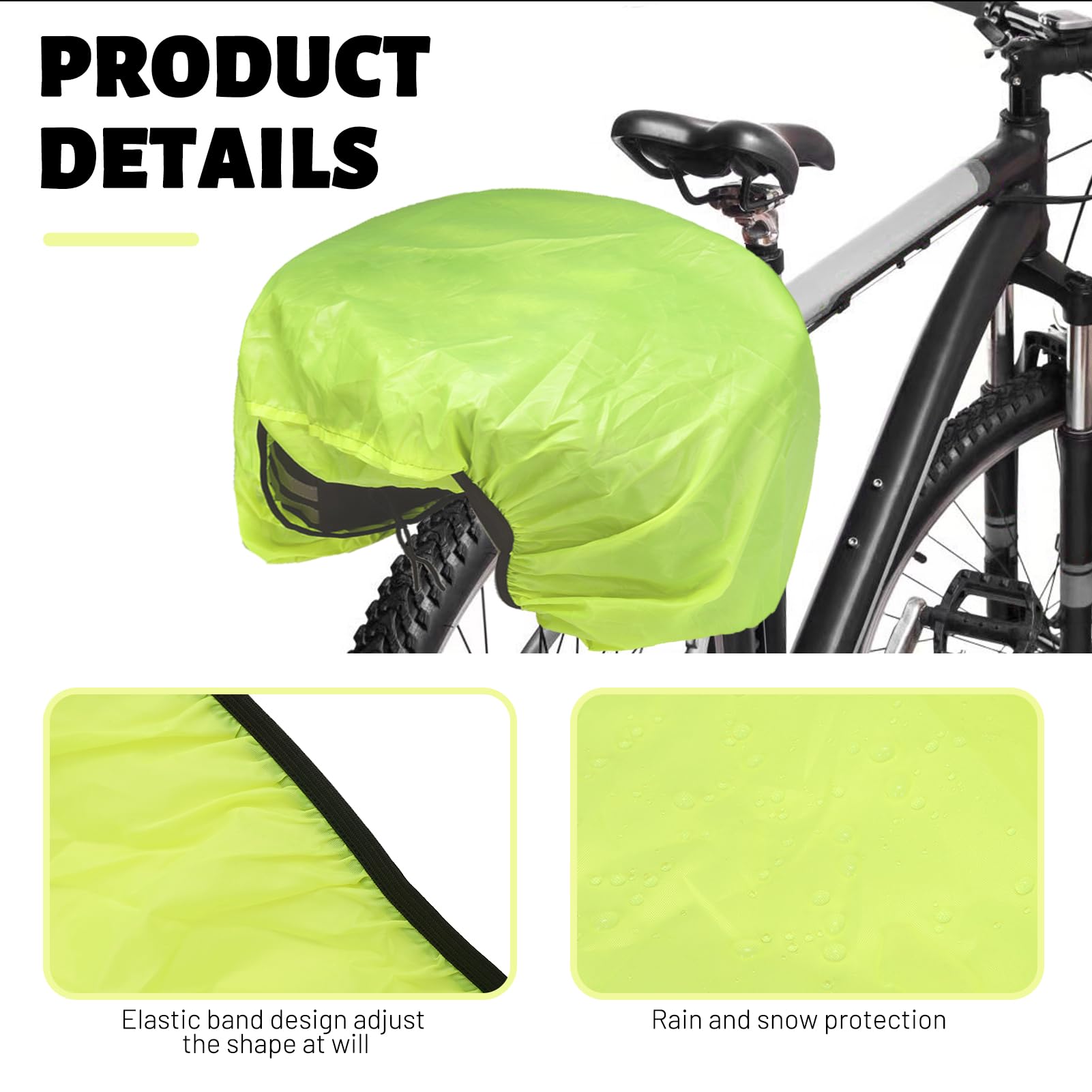 Housse De Pluie Imperméable Pour Sacoche Vélo - Taille 126x66 Cm, Pliable, Corde Rétractable, Haute Visibilité Fluo