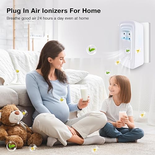 Miniatura 6 de PVACG Paquete de 4 ionizadores de aire enchufables para el hogar con 4 cabezales de cepillo y fragancia, purificador de aire silencioso de iones