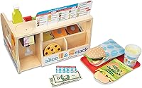 Melissa & Doug Slice & Stack Wooden Sandwich Counter Playset - Pretend Deli Store with 52 Food Toys, Slicer & Play Money for Kids 3+
