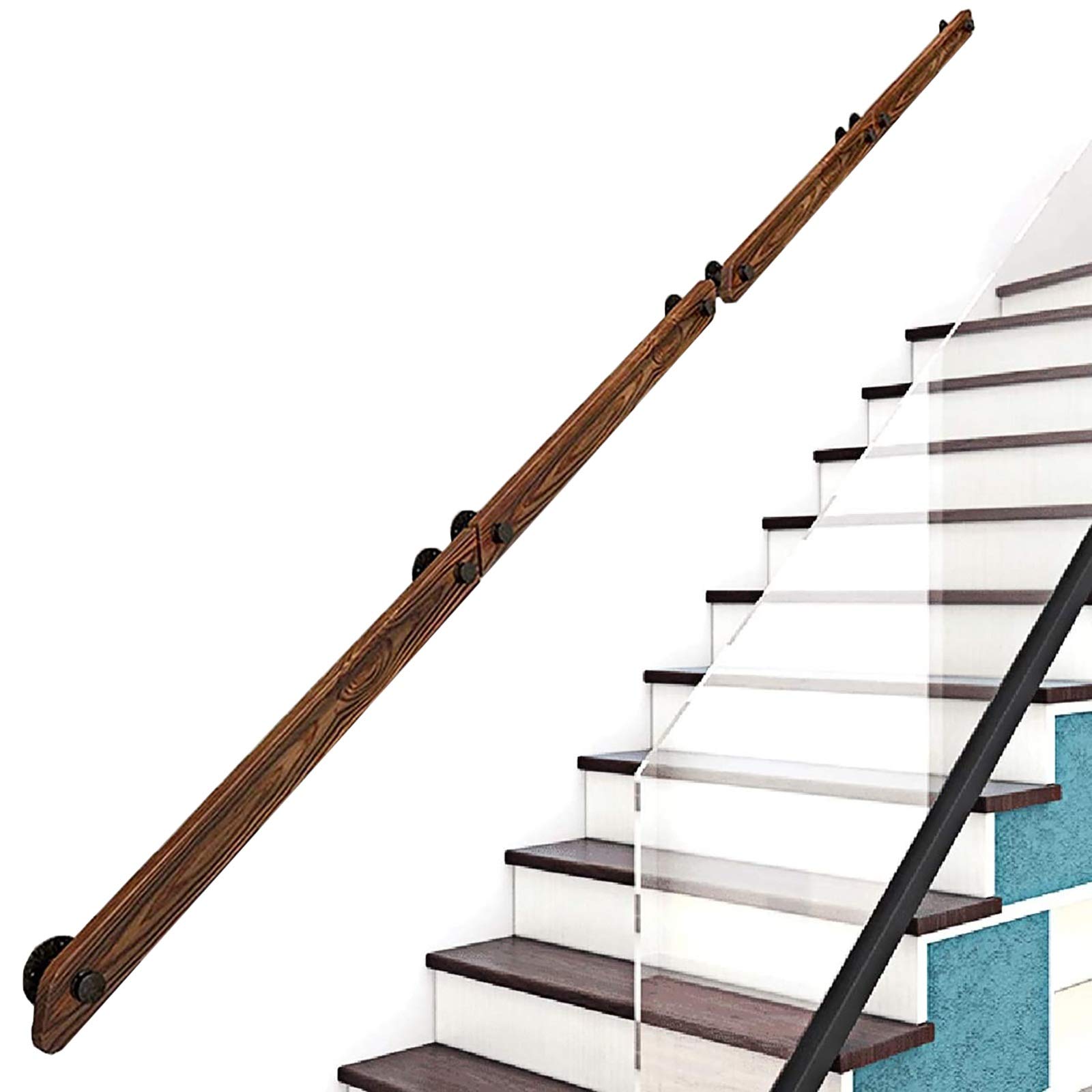 Main courante en bois antidérapante de sécurité 50-600 cm pour escalier intérieur et loft