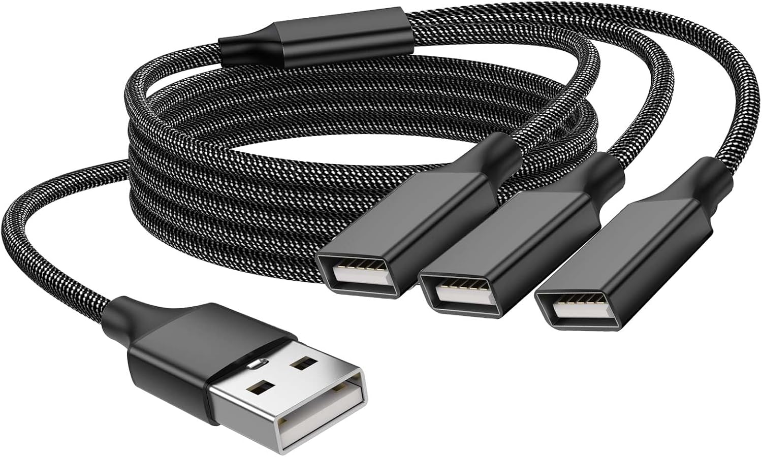 USB Splitter 1 in 3 Out（11.8in/30cm）, USB Y Splitter， Data & Charger Power Split Adapter for Mac,Xbox One Series X/S,Cell Phone,PS5,Lapt (NOT for Monitor)