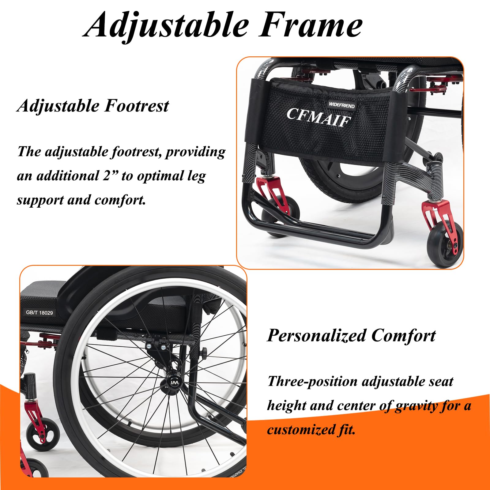 Silla de ruedas deportiva para adultos, silla de ruedas ligera, silla de ruedas manual autopropulsada, silla de ruedas todo terreno con frenos (asiento de 45 cm, plateado)