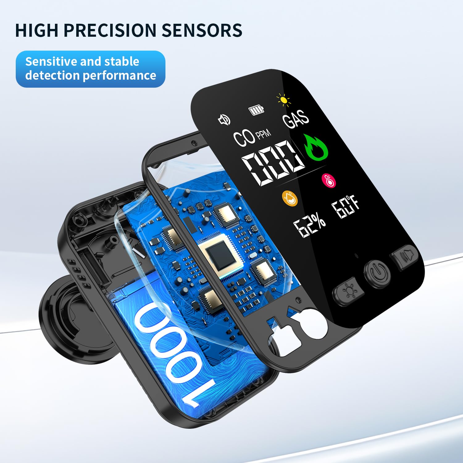 Detektor Gazu i Tlenku Węgla z Wtyczką do Domu, Czujnik Gazu i Czadu, Czujnik Tlenku Węgla, Detektor Gazu Palnego dla Gazu Ziemnego LPG Metan Propan Butan, Czarny, HD12-CG