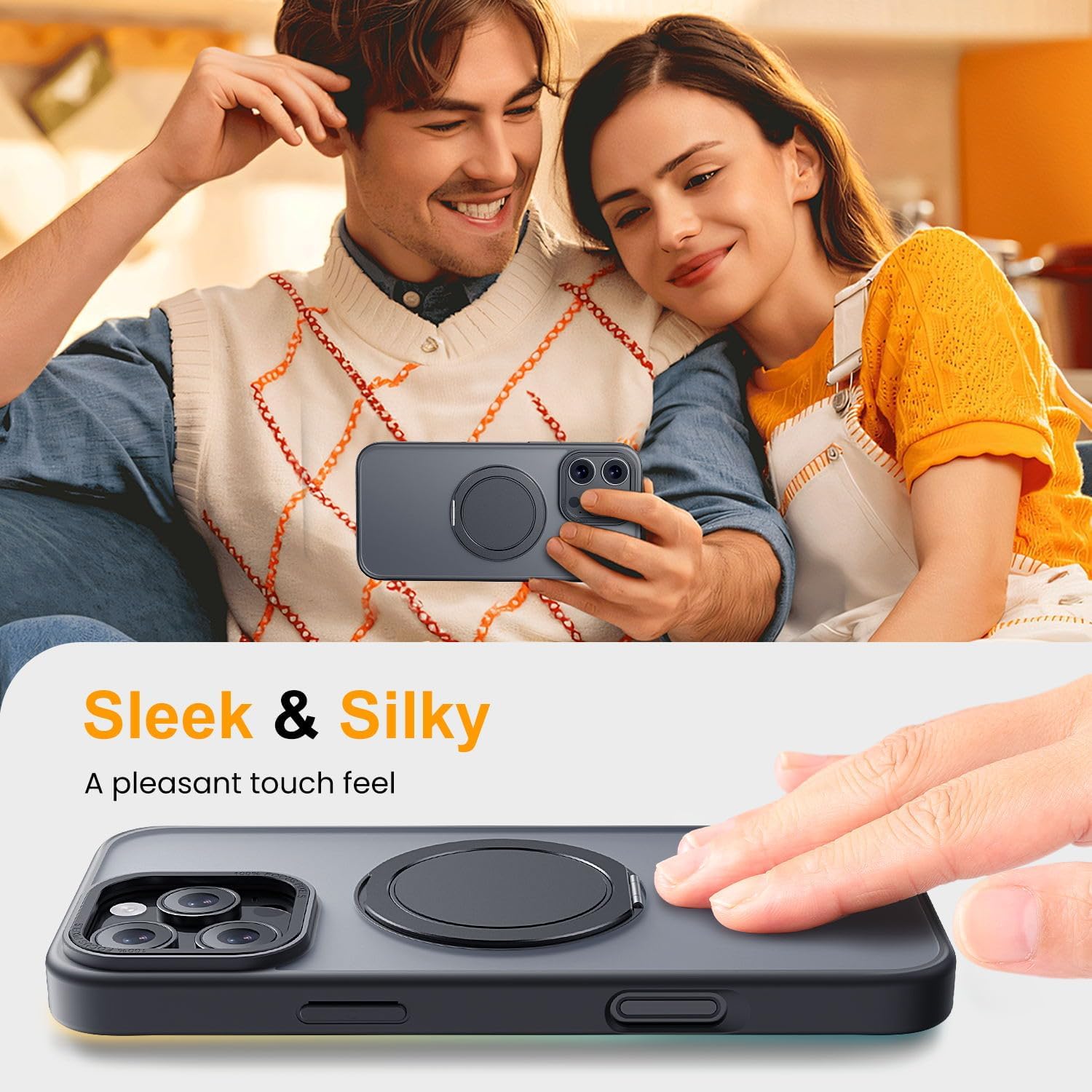 for iPhone 16 Pro Case with Stand,Military Drop Protection,Compatible with MagSafe,Build in Kickstand,iPhone 16 Pro Phone Case 6.3" Black - Image 6