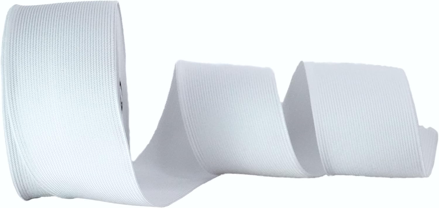 Trimz Elastic, 3m x 18mm, White Button-Hole