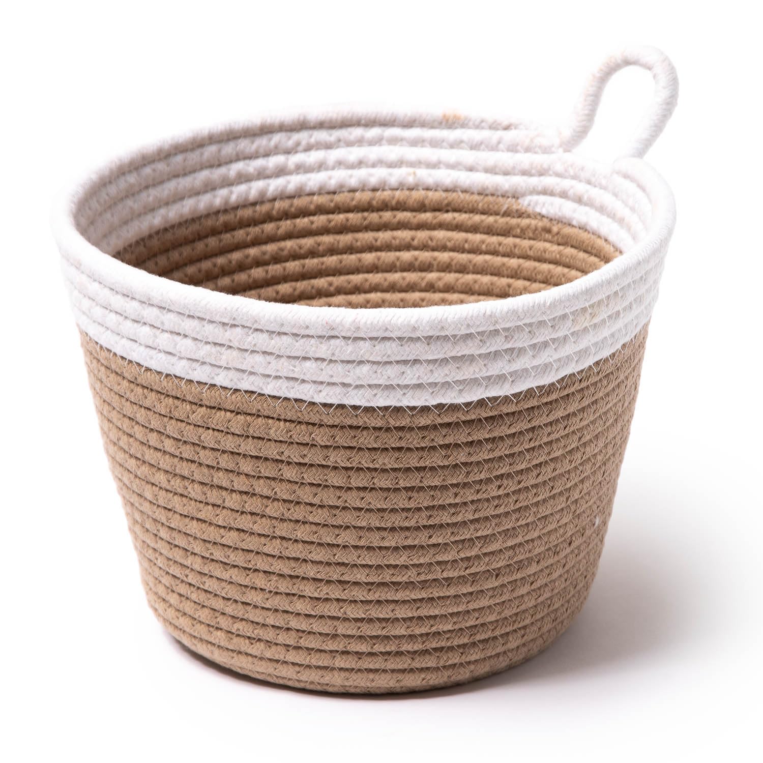 Anzirose Natuurlijke Katoenen Touw Opbergmanden Multi-sized 2 stuks set rechthoek Organizer Bins met Handvat voor Home Decor Kast Speelgoed Desktop Cosmetische Kid's Room Opslag Kwekerij Bins Beige