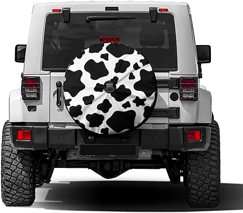 Foruidea Funda de repuesto con estampado de vaca blanca con orificio de cámara de respaldo, para remolque, RV, SUV y muchos vehículos, 17 pulgadas