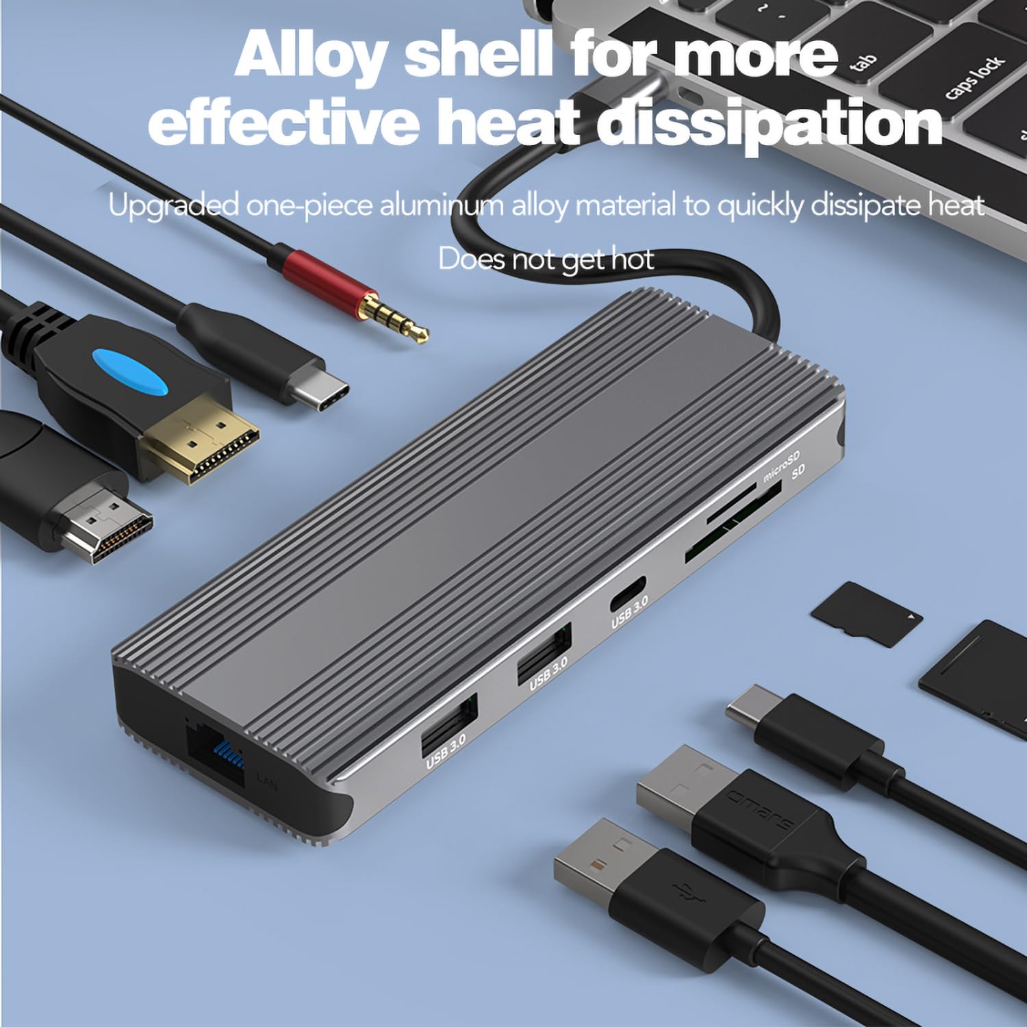10 in 1 USB-C Dockingstation mit Dual 8K HDMI, 5Gbps USB 3.0, 100W PD Laden, Gigabit Ethernet, SD/TF Kartenleser, Audio, Kompatibel mit Windows/macOS/Linux