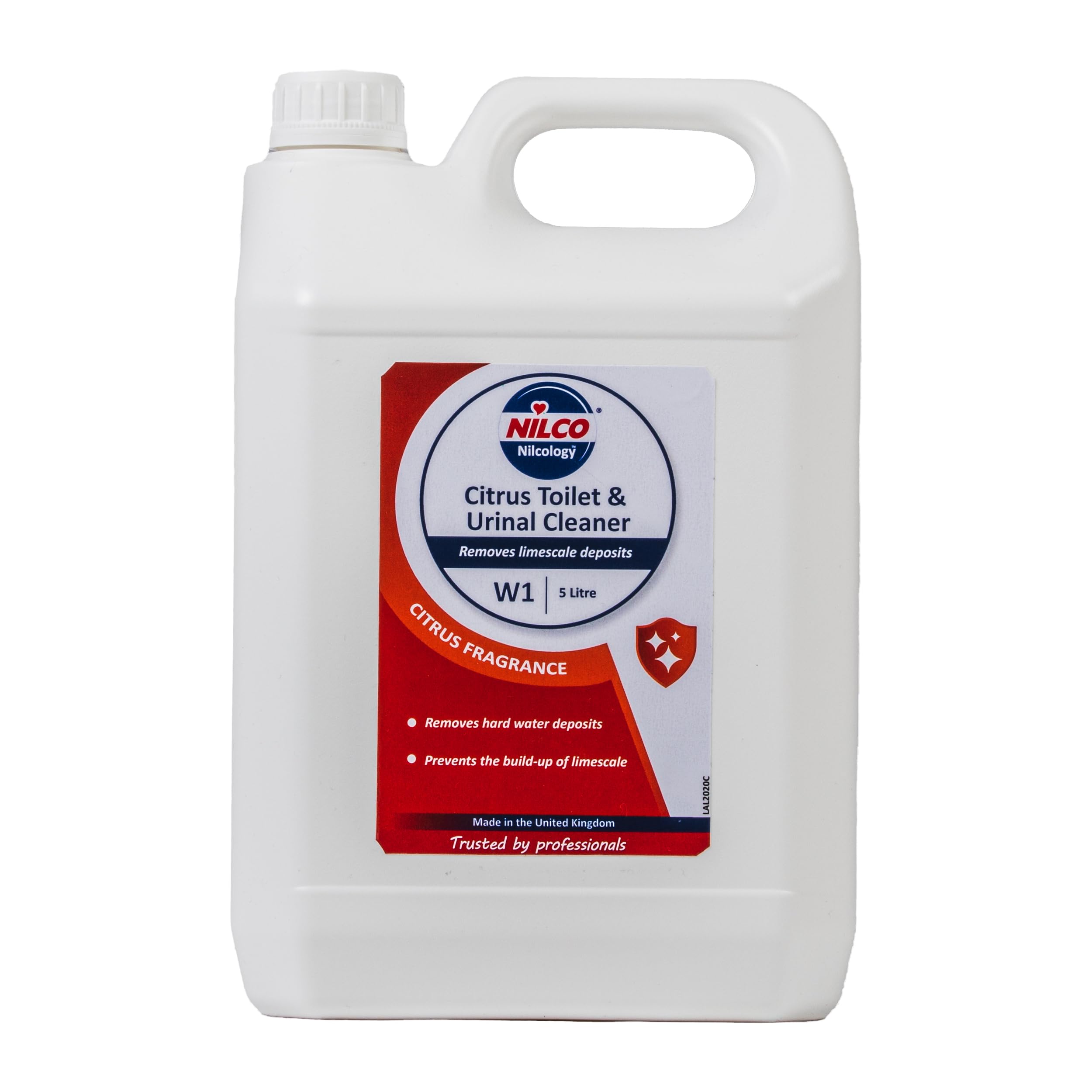 W1 Citrus Toilet and Urinal Cleaner - Solvent-Free, Biocide Formula Removes Hard Water and Limescale, Leaves Fresh Fragrance, 5L