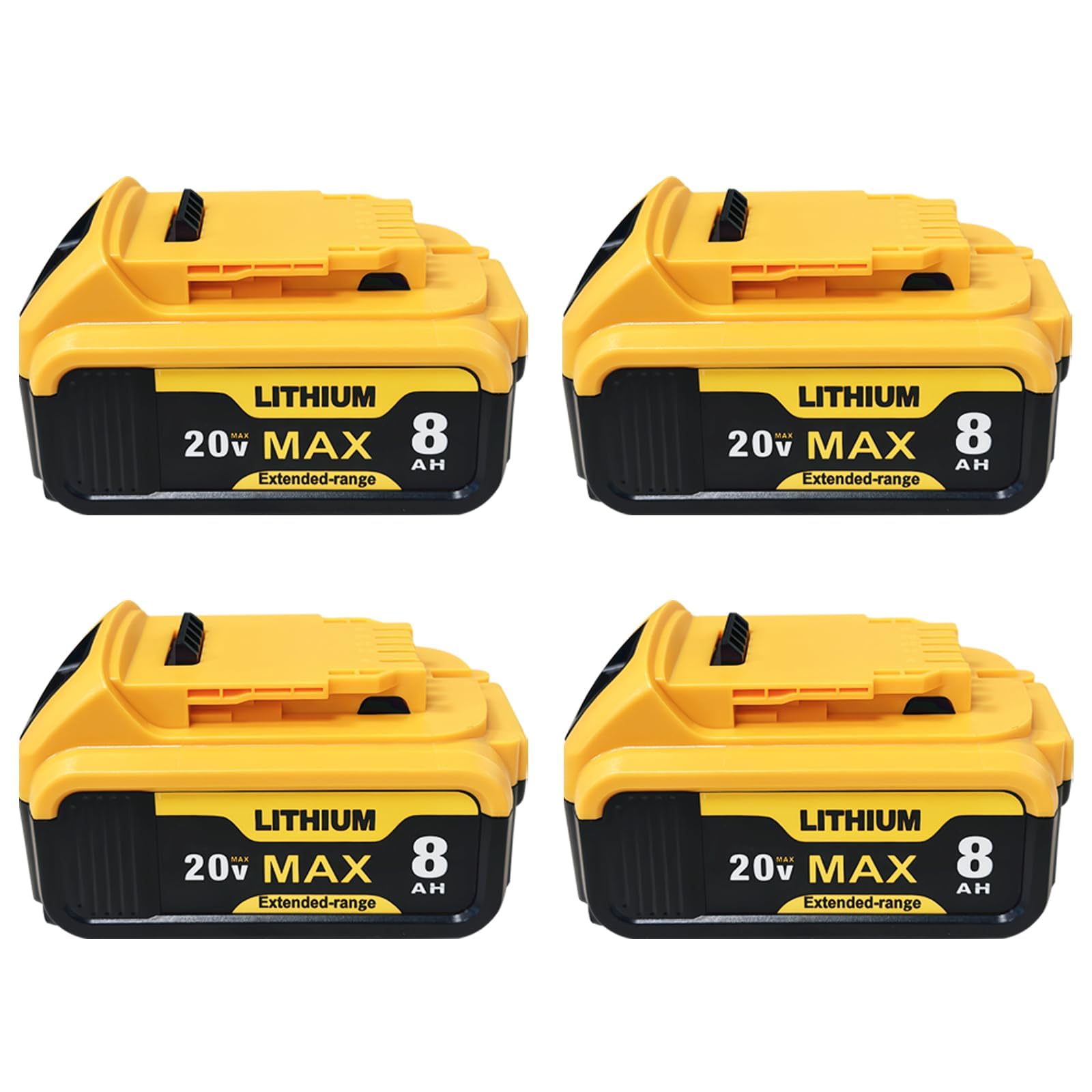 4Pack 8000mAh 20V Replacement for Dewalt 20V Max Battery DCB200 DCB201