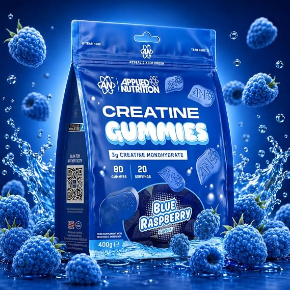 Applied Nutrition Creatine Gummies - 3000mg Creatine Monohydrate per Serving - 80 Chewable Vegan Gummies for Strength, Power & Recovery (20 Servings)