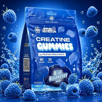 Applied Nutrition Creatine Gummies - 3000mg Creatine Monohydrate per Serving - 80 Chewable Vegan Gummies for Strength, Power & Recovery (20 Servings)