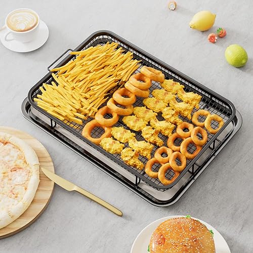Miniatura 5 de Air Fryer Basket for Oven, Large 15.7" × 11.6" Air Fryer Pans for Convection Oven with 30 Sheet Parchment Papers, THORSES Non-Stick Stainless Steel