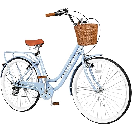 26 Inch Womens Bike, Beach Cruiser Bike for Women, Hybrid Cruiser Bike with 7 Speed, Adjustable Seat, Lightweight Women Beach Cruiser Bike with Anti-Skid Tires