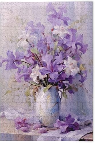 Rompecabezas de flores moradas de 500 piezas para adultos, rompecabezas educativos de aprendizaje, juguetes familiares difíciles y desafiantes con