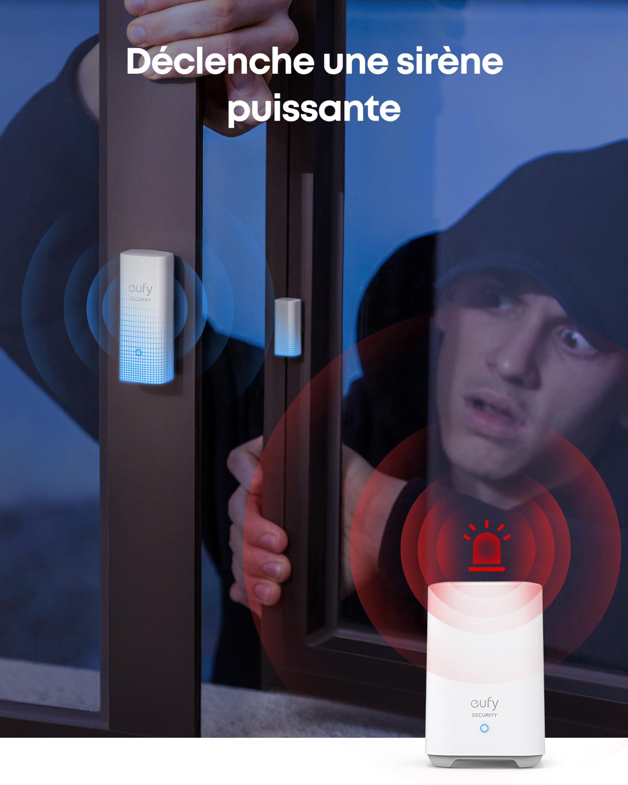 eufy Security, Capteur d'entrée eufy Security - Détecteur pour Portes et fenêtres avec Alarme, alertes sur Application Android/iOS, 2 Ans d'autonomie - Nécessite eufy HomeBase ou HomeBase E