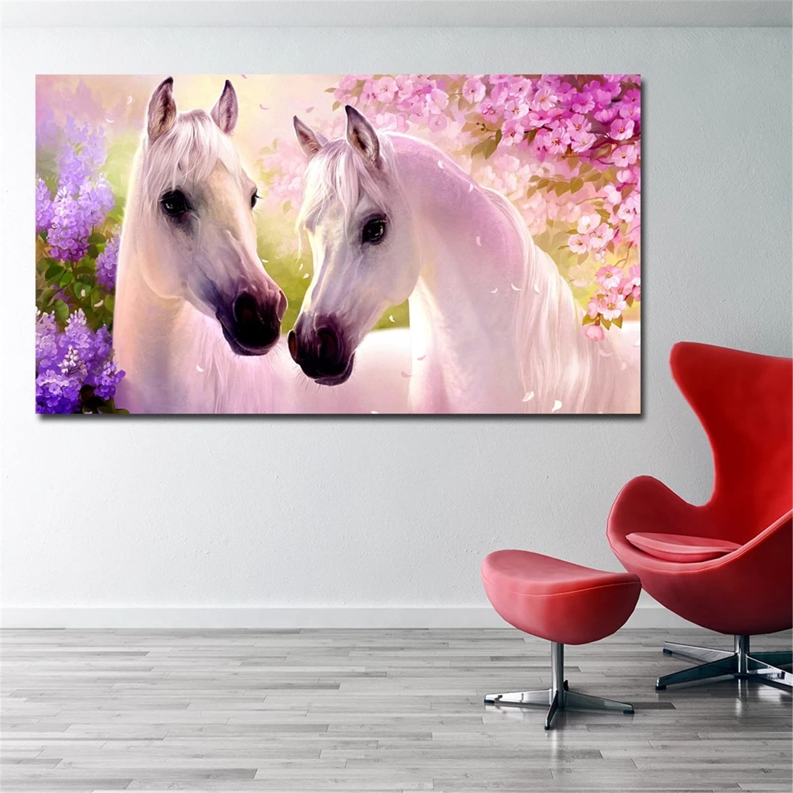 Diamond Painting Cavallo Bianco 50x40 Cm - Kit Tramonto Con Diamanti Rotondi Per Decorazione Murale - Foto 9