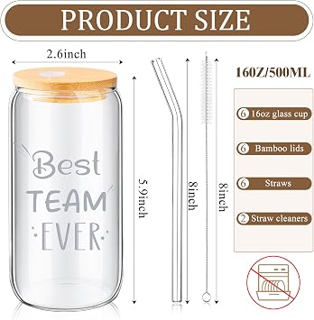 12 Sets 16 Oz Thank You Glass Cups Employee Appreciation Gifts for Coworker