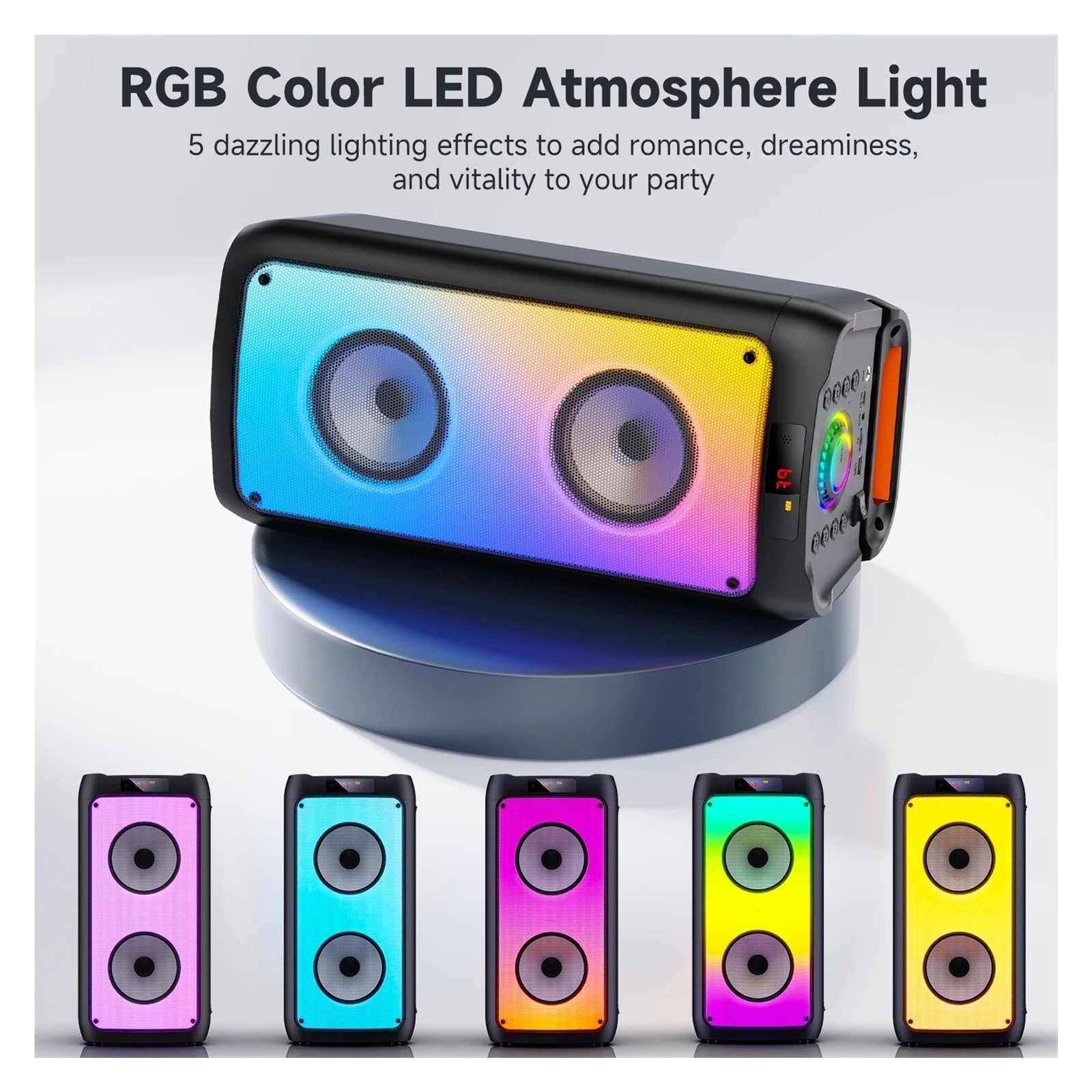 Máquina Con 2 Micrófonos Inalámbricos, Altavoz Bluetooth Portátil For Adultos Y Niños, PA For Fiestas Grandes Luces De Discoteca CaptacióN De Sonido NíTida