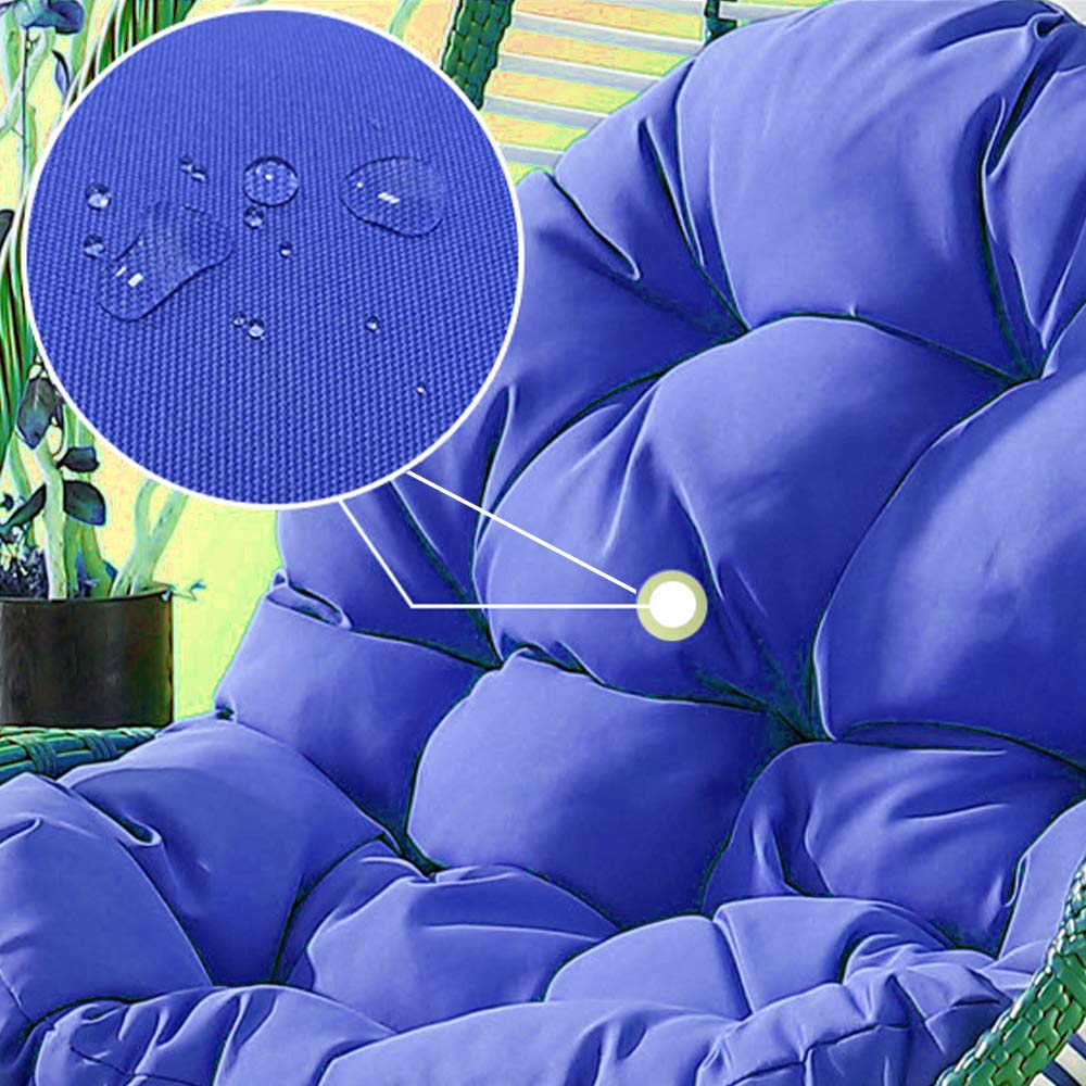 Cuscino da appendere per sedia a uovo per altalena, tappetino in rattan spesso con morbido cuscino per amaca, cuscino posteriore, per interni, esterni, patio, cortile, giardino, blu navy