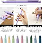Retractable Gel Pens, Black Gel Ink Cute Pens, 0.5mm Fine Point with Grips, Smooth Writing Pens for Office, 20-Pack