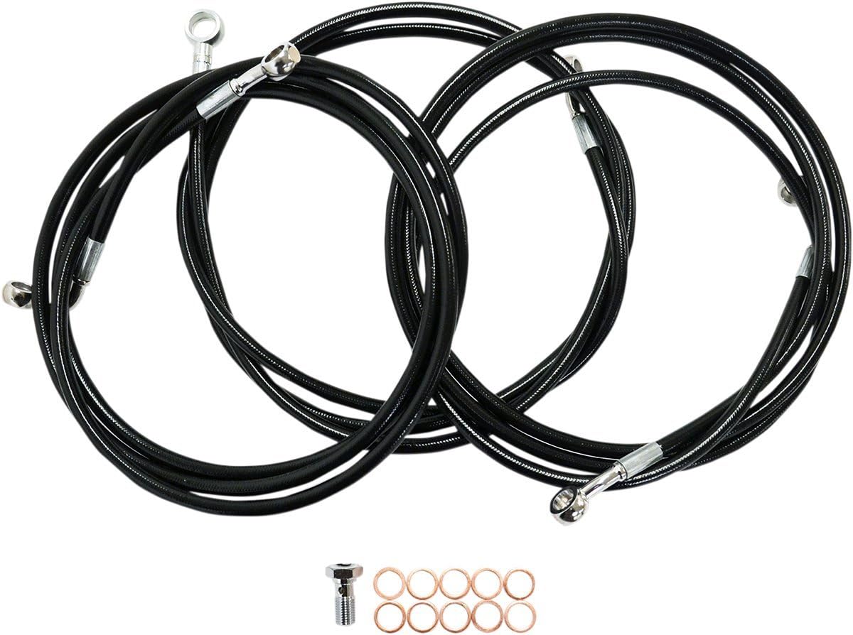 La Choppers LA-8231B16B Black Vinyl-Coated Stainless Steel Brake Line Kit - 15-17in. Ape Hangers