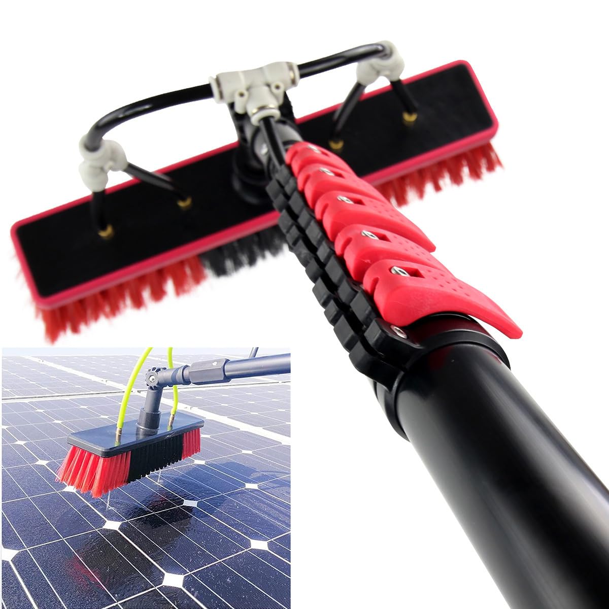 DUANHOZ Telescopic Window Cleaning Brush,Water Fed Pole Brush,Cleaning Solar Panels,Conservatory Roof Water Spray Cleaning Brush,Washing Cars,36Ft,24ft