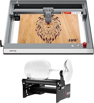 10000mW Ortur Laser Master 3 Laser Engraving Machine with Ortur YRR2.0 Y-axis Laser Rotary Roller, High Precision Laser Engraver for Leather Acrylic Glass Metal & Wood Tumblers, Class 4