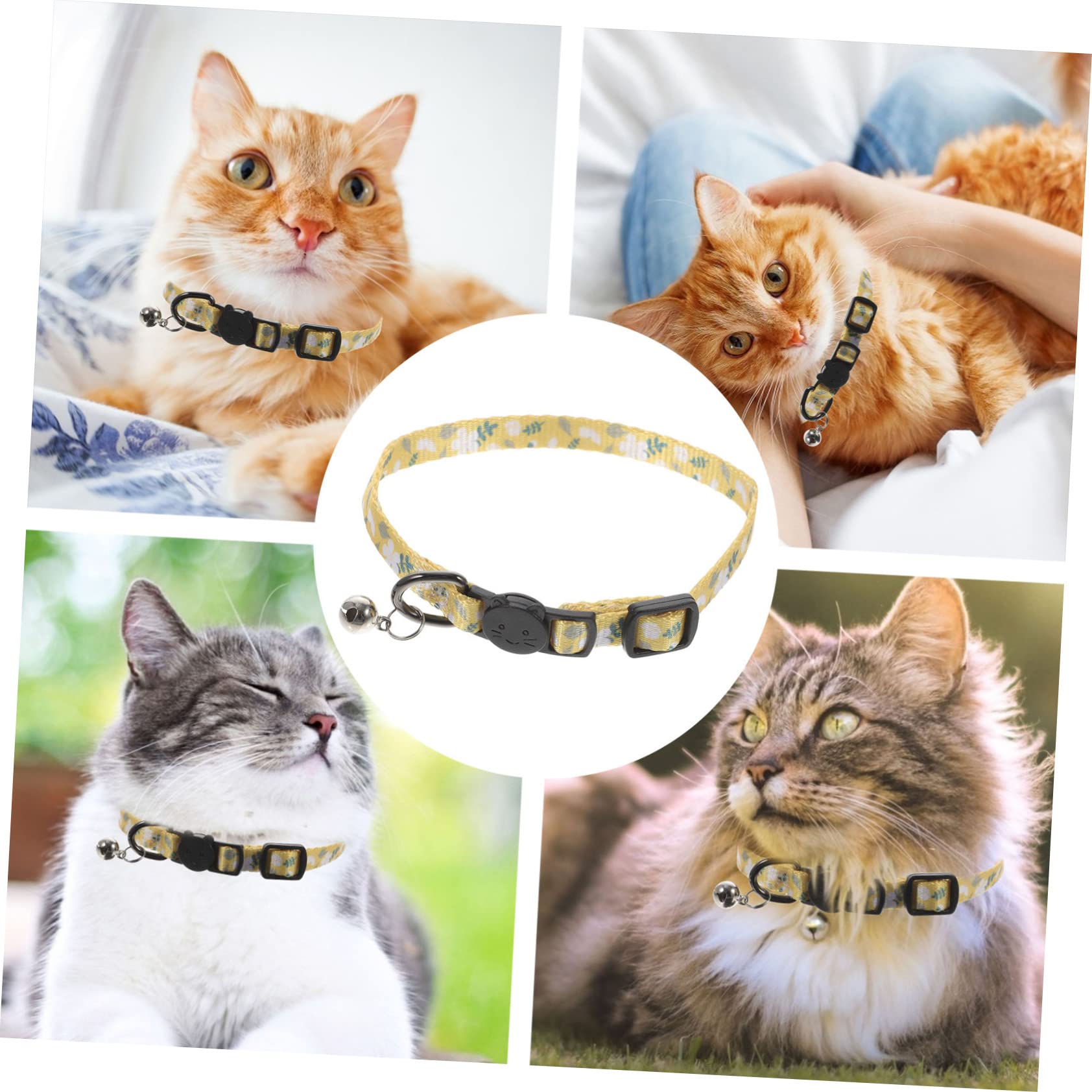 VANZACK 10pièces Collier De Chat Imprimé avec Cloche pour Chats Filles Collier Détachable Réglable Et Confortable Accessoire Festif pour Animaux De Compagnie Fleurs