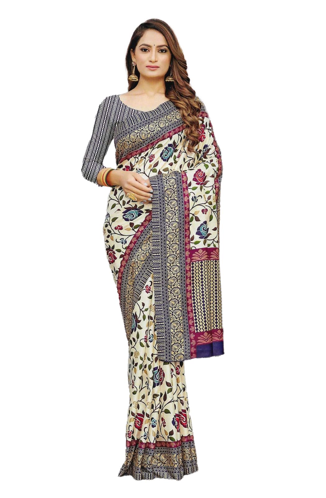 Kalamkari Printed Saree for Women with Blouse Piece | 6.3 Meter Traditional Ethnic Saree | Elegant Daily, Festive & Party-image-34