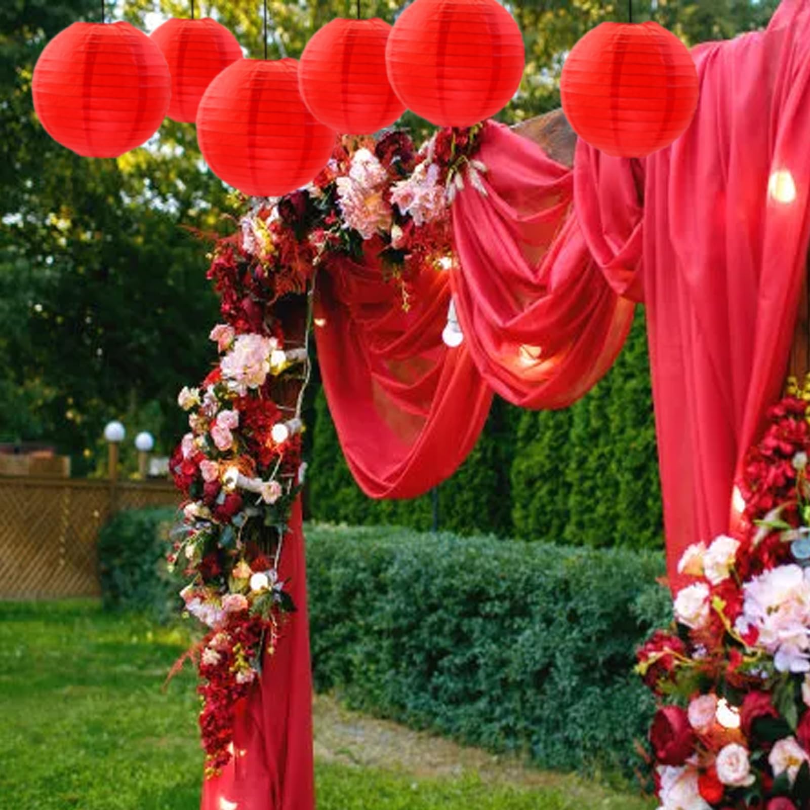 Vastsea 8 Pezzi Palla di Carta Lanterna, Lanterna di Carta Rosso, Decorazione Lanterna, Applica a per Decorazione di Matrimonio, Casa, Natale, Feste Ecc(Rosso, 11,8 pollici)