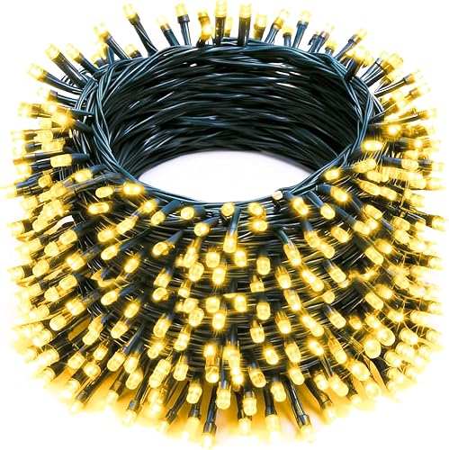 Guirnalda de luces de Navidad para exteriores, 196 pies, 600 luces LED con 8 modos de iluminación, temporizador, decoraciones de Navidad